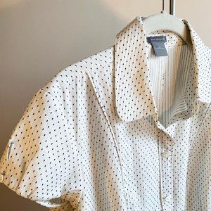 Ann Taylor White and Black Button Blouse, Perfect Condition